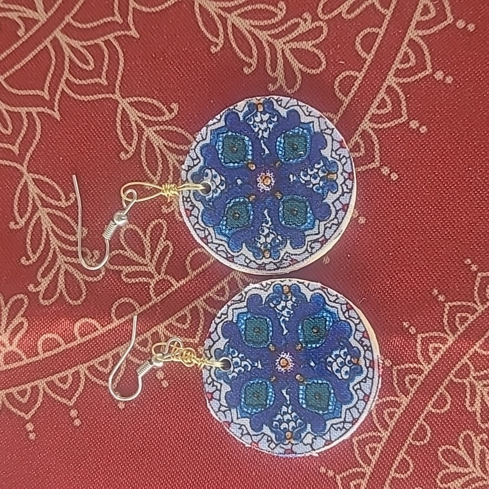 Vibrant Blue Talavera Style Earrings